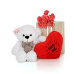 2.5 Feet White Big Bow Teddy Bear holding Hug Me heart